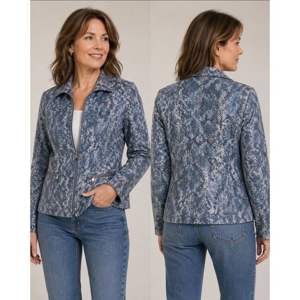 Chico's Snake Skin leather jacket sz 0.5